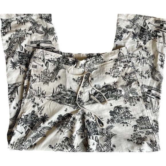 Tommy Bahama Marceau Toile Linen Pants Timeless Tropical Scene Read Size - Picture 1 of 7